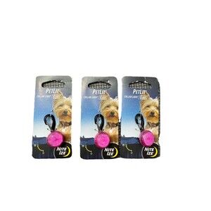 Nite Ize PetLit Collar Light Pink LED Clip-On Dog Safety Light NEW Lot of 3